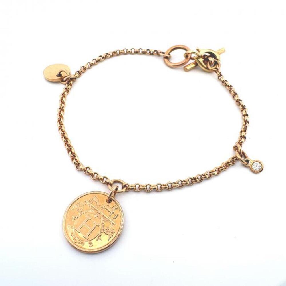 HERMES Gold Diamond Charm Bracelet